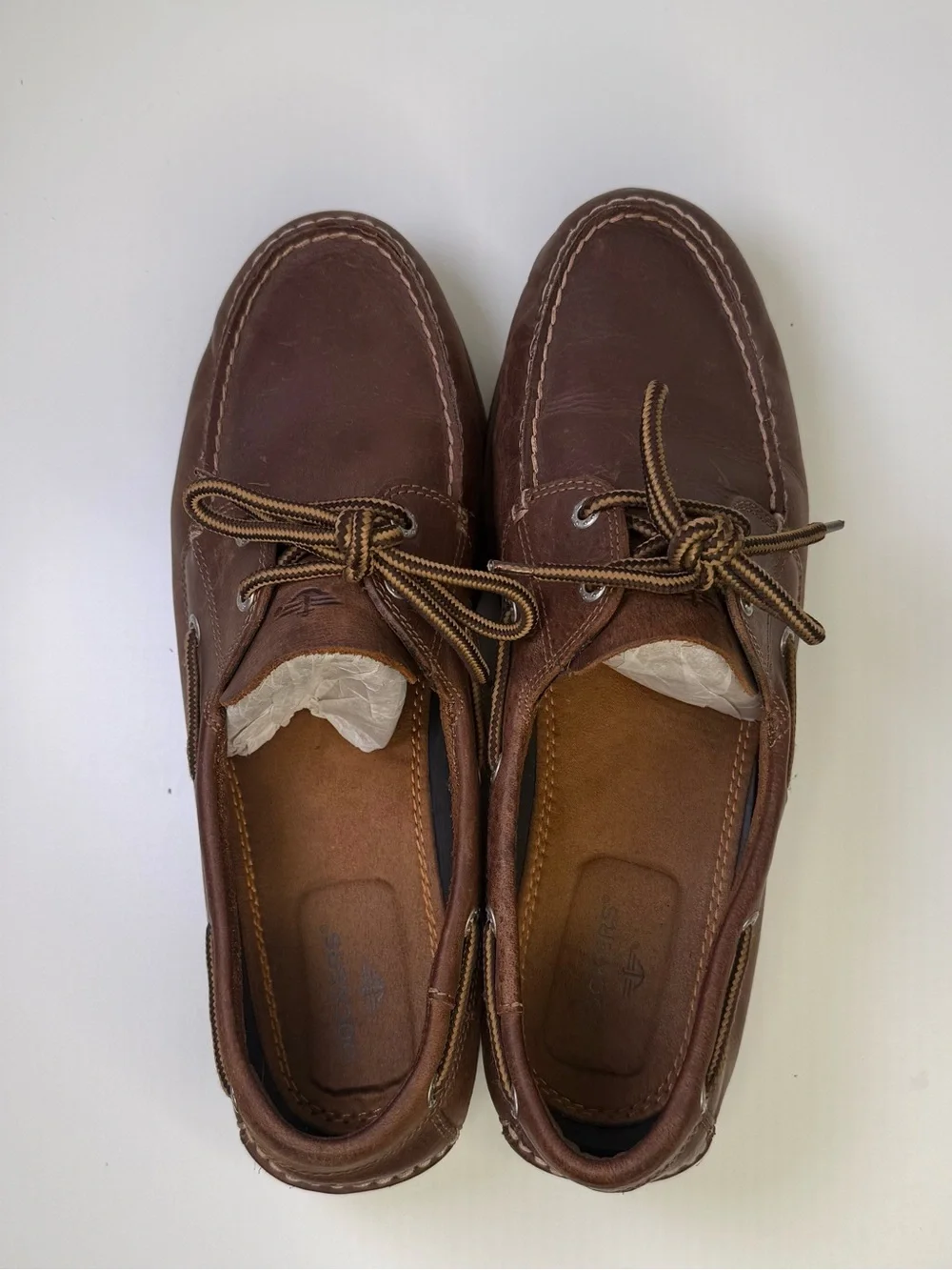 Dockers Mens Vargas Loafers Brown Leather Classic Lace Up Boat Shoes Size 11.5W